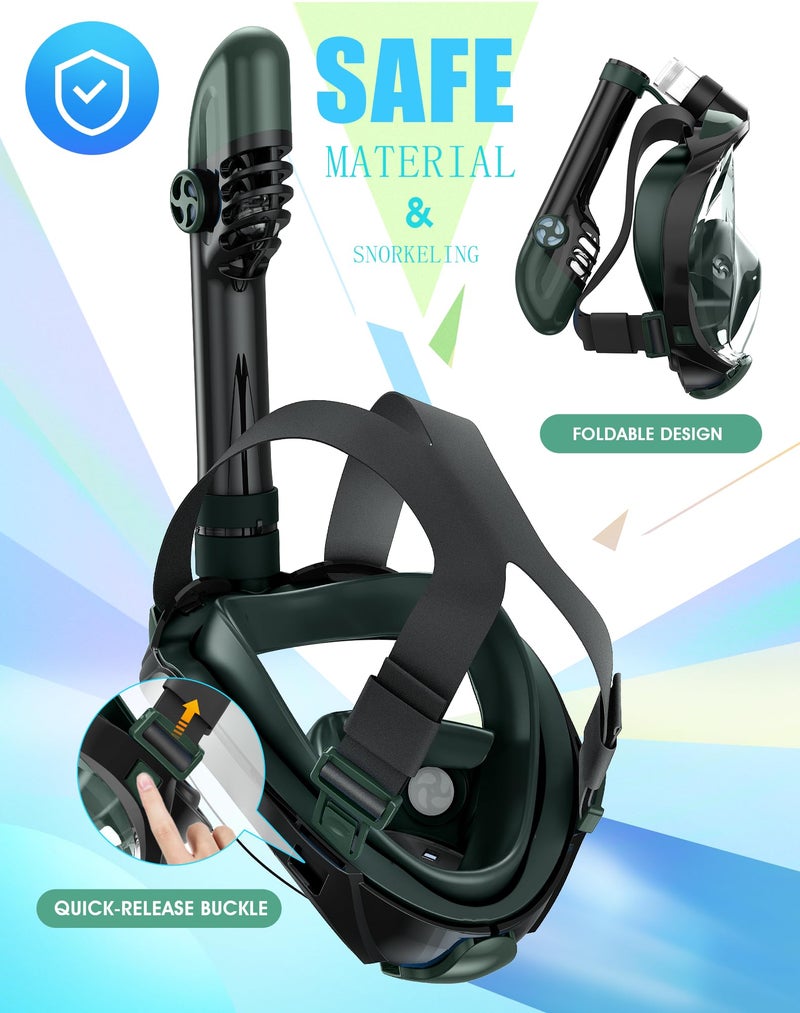 Greatever G2 Full Face Snorkel Mask with Latest Dry Top System,Foldable 180 Degree Panoramic View Snorkeling Mask with Camera Mount,Safe Breathing,Anti-Leak&Anti-Fog - Image 4