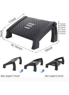 HOOKOR Foot Rest for Under Desk, Foot Stool -6 Height Adjustable with Massage Surface and Roller for Home Office, All Ages  - Image 2