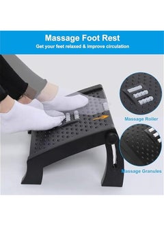 HOOKOR Foot Rest for Under Desk, Foot Stool -6 Height Adjustable with Massage Surface and Roller for Home Office, All Ages  - Image 3