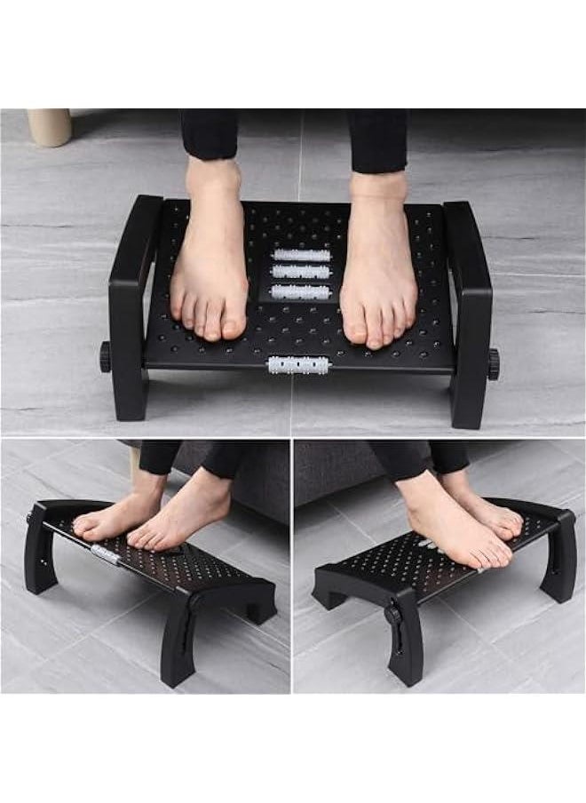 HOOKOR - Foot Rest for Under Desk, Foot Stool -6 Height Adjustable with Massage Surface and Roller for Home Office, All Ages - Image 1