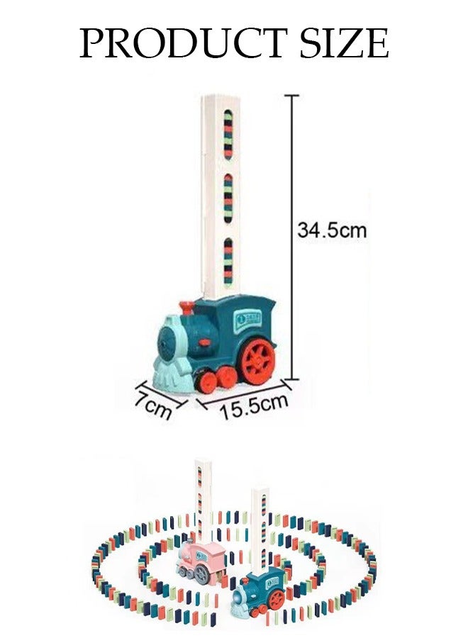 DUNISO مجموعة لعبة قطار الدومينو التلقائي من قطع البناء، 60 قطعة من قطع البناء، مناسبة للأطفال - Image 2