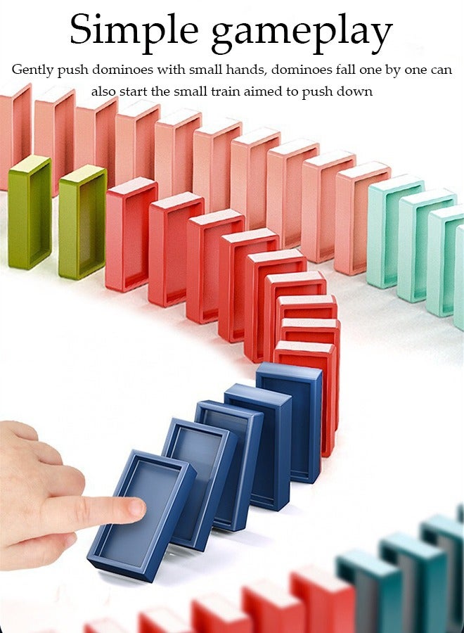 DUNISO مجموعة لعبة قطار الدومينو التلقائي من قطع البناء، 60 قطعة من قطع البناء، مناسبة للأطفال - Image 5