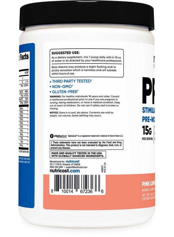 نيوتريكوست ستيم-فري قبل التمرين، 30 حصة (ليمونادة وردية) - خالٍ من الكافيين، خالٍ من المنبهات، غير معدل وراثيًا، خالٍ من الغلوتين - Image 3