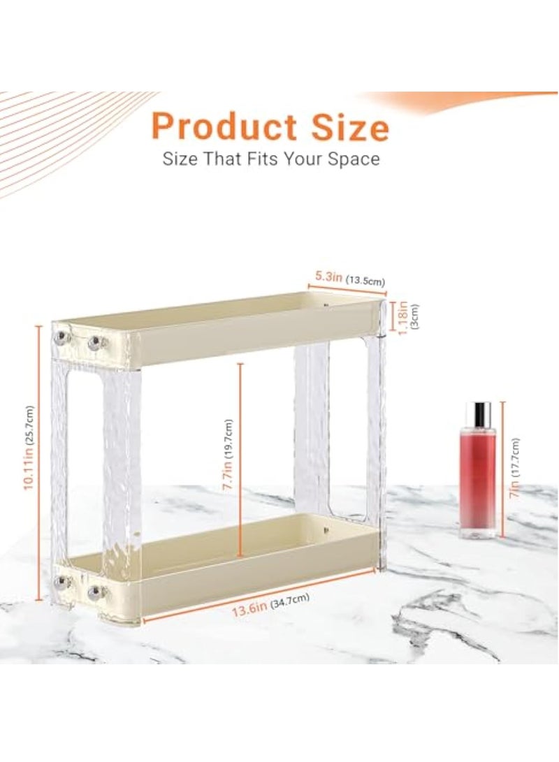 YelaJoy 2-Tier Perfume and Makeup Organizer Countertop, Portable Bathroom and Vanity Storage Solution for Skincare, Cosmetics, and Accessories, Space-Saving Design for Corners and Cabinets (Cream) - Image 2