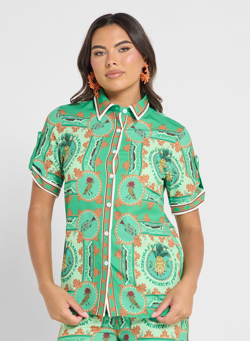 جينجر طقم قميص وبنطلون بطبعة بقصة مريحة - Image 3