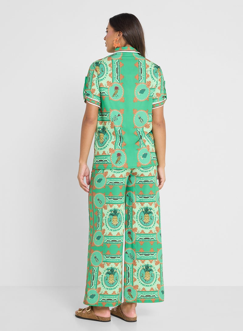 جينجر طقم قميص وبنطلون بطبعة بقصة مريحة - Image 2