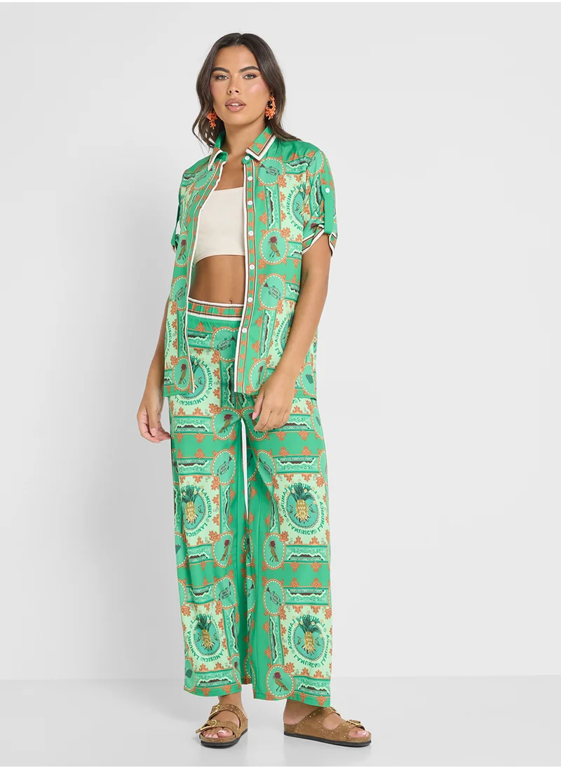 Ginger Printed Relaxed Fit Shirt & Pant Coord Set