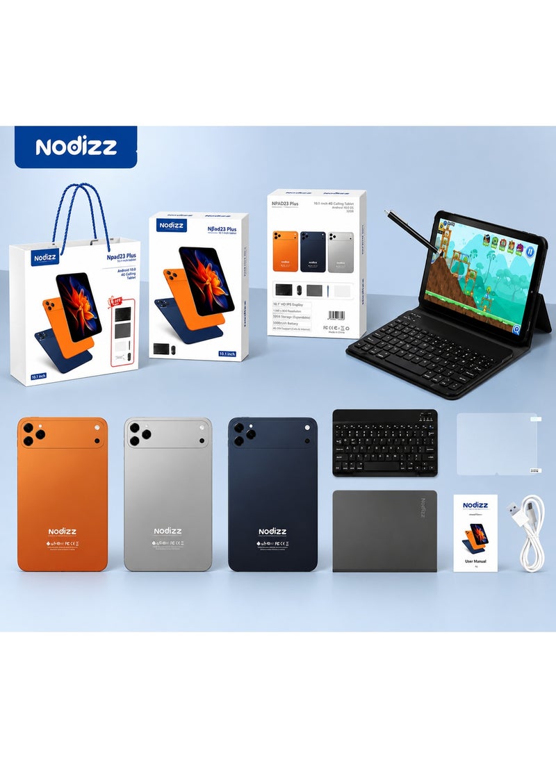 نوديز جهاز لوحي أندرويد Nodizz NPad23 Plus بحجم 10.1 بوصة مع لوحة مفاتيح وماوس لاسلكيين وقلم ستايلس وذاكرة 32 جيجابايت وواي فاي، باللون الأسود - Image 1