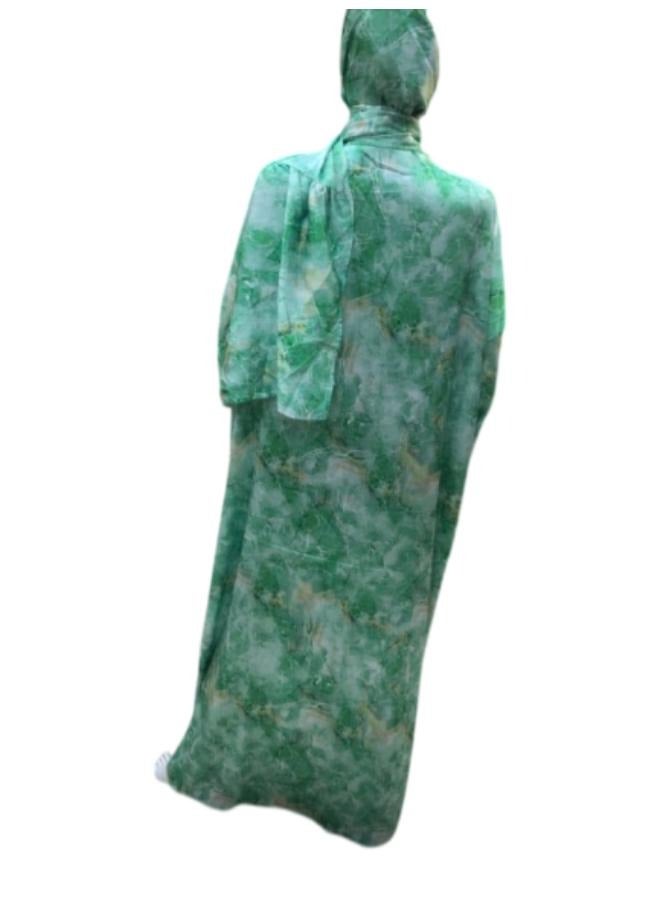 Isdal Prayer with Attached Hijab Prayer Set for Women Satin Silk Imported Abaya with Patterns and Colors Delightful Size from 65 to 120 Kilo Ramadan Isdal - Image 2