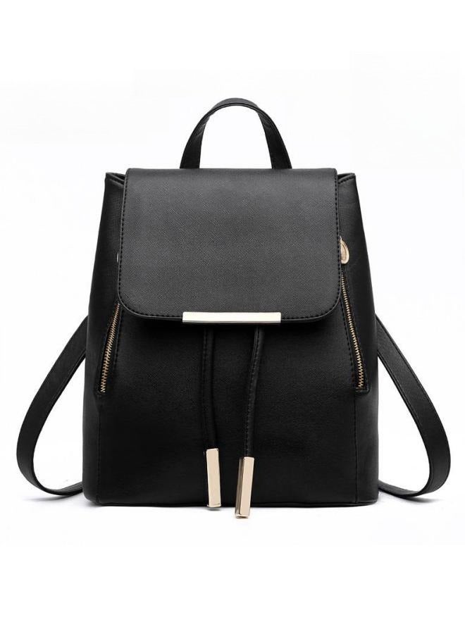 Women's Black PU Leather Backpack, Ladies Large Capacity School Bag College Bag Back Bag, Daily Commuter/Campus Notebook Bag Laptop Bag Carry Bag Tourist Bag Book Bag for Girls/College Students - Image 1