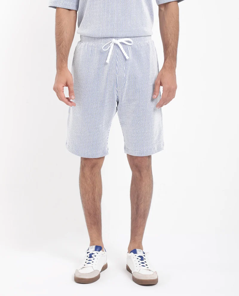 Rare Rabbit Men's Self Stripe Textured Shorts