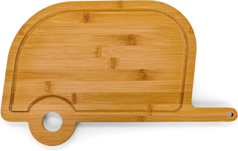 Camco Camco Life is Better at The Campsite Retro RV Shaped Bamboo Wood Cutting Board for Food PrepDoesnt Dull Knives Resists Moisture 53089 - Image 3