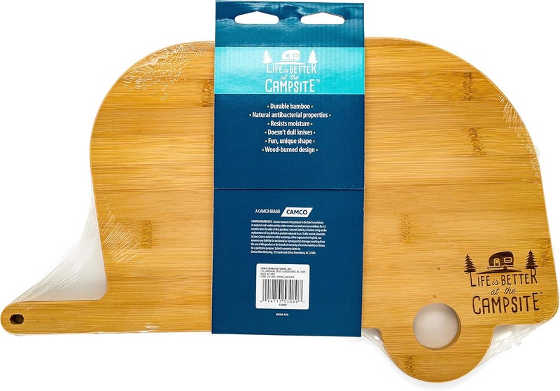 Camco Camco Life is Better at The Campsite Retro RV Shaped Bamboo Wood Cutting Board for Food PrepDoesnt Dull Knives Resists Moisture 53089 - Image 2