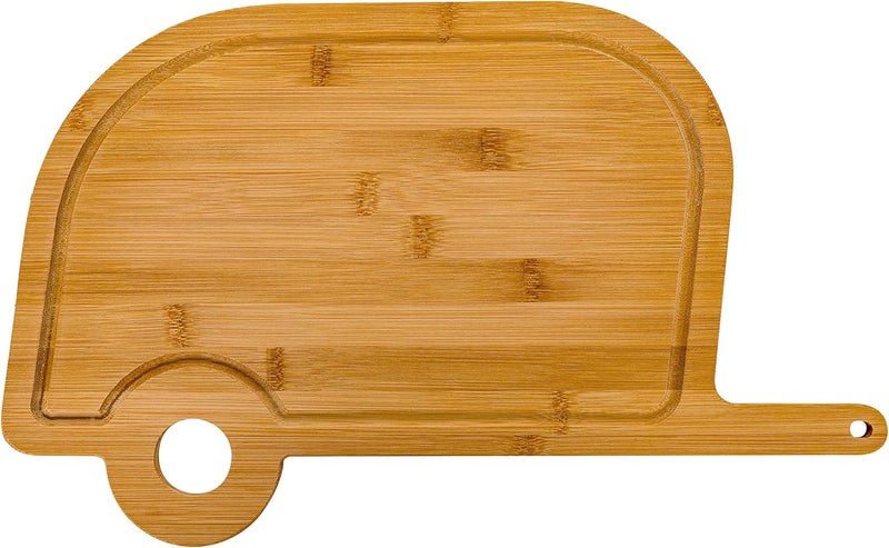 Camco Camco Life is Better at The Campsite Retro RV Shaped Bamboo Wood Cutting Board for Food PrepDoesnt Dull Knives Resists Moisture 53089 - Image 1