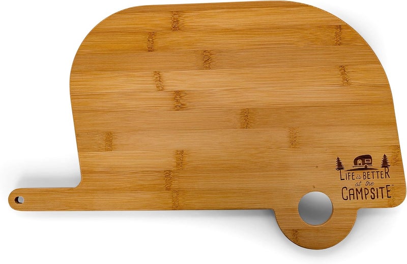 Camco Camco Life is Better at The Campsite Retro RV Shaped Bamboo Wood Cutting Board for Food PrepDoesnt Dull Knives Resists Moisture 53089 - Image 4