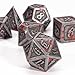 HNCCESG Metal Polyhedral DND Dice Set7Piece Solid Metal RPG Dice for Tabletop Gaming Silver Blood - Image 2