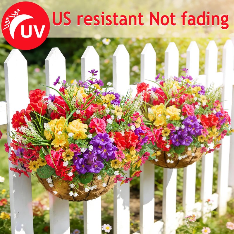 Faylifeway 16 Bundles Artificial Flowers for Outdoors, UV Resistant Silk Faux Flowers for Outside Planters,Garden,Porch,Yard,Home Decor(Mixed Color) - Image 2