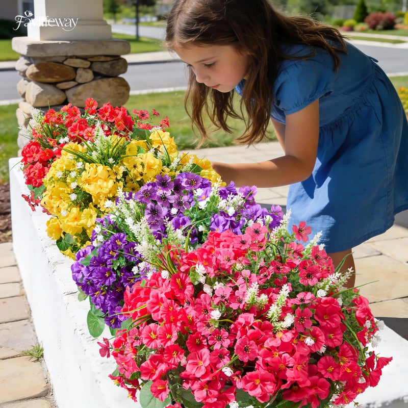 Faylifeway 16 Bundles Artificial Flowers for Outdoors, UV Resistant Silk Faux Flowers for Outside Planters,Garden,Porch,Yard,Home Decor(Mixed Color) - Image 3