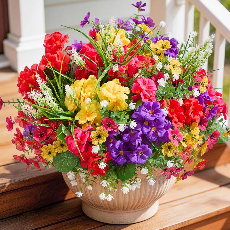 Faylifeway 16 Bundles Artificial Flowers for Outdoors, UV Resistant Silk Faux Flowers for Outside Planters,Garden,Porch,Yard,Home Decor(Mixed Color) - Image 5