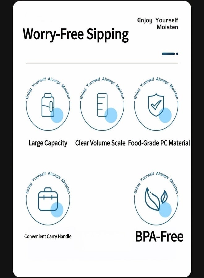 PC Material Sports Water Bottle - BPA & DEHP Free, 1700ML/2700ML, Leak-Proof with Dual Drinking Modes - Image 2