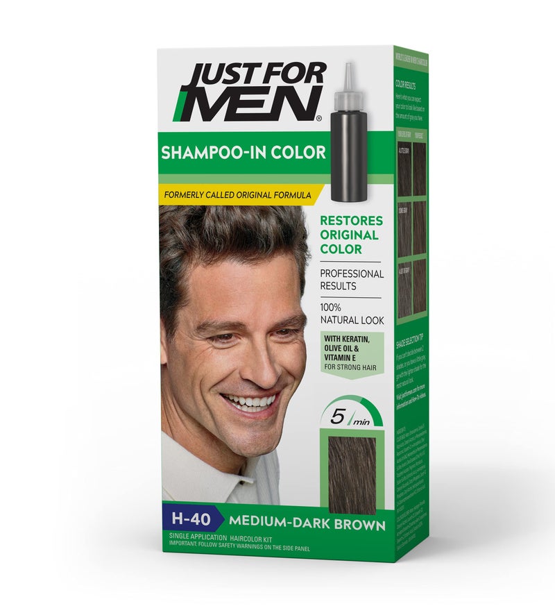 Just For Men Just For Men ShampooIn Color Formerly Original Formula Mens Hair Color with Keratin and Vitamin E for Stronger Hair  MediumDark Brown H40 Pack of 1