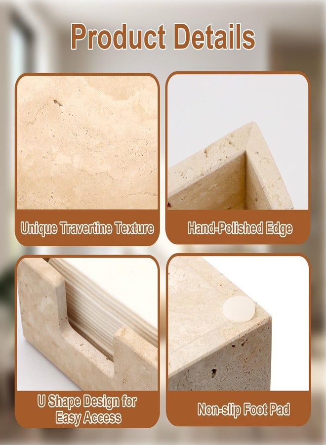 Shonmogar Bathroom Napkin Holder,Natural Travertine Guest Towel Holder,Stone Napkin Holder for Bathroom,Gorgeous Guest Towel Holder Tray for Bathroom Vanity Toilet Kitchen Dining Table, Beige - Image 3
