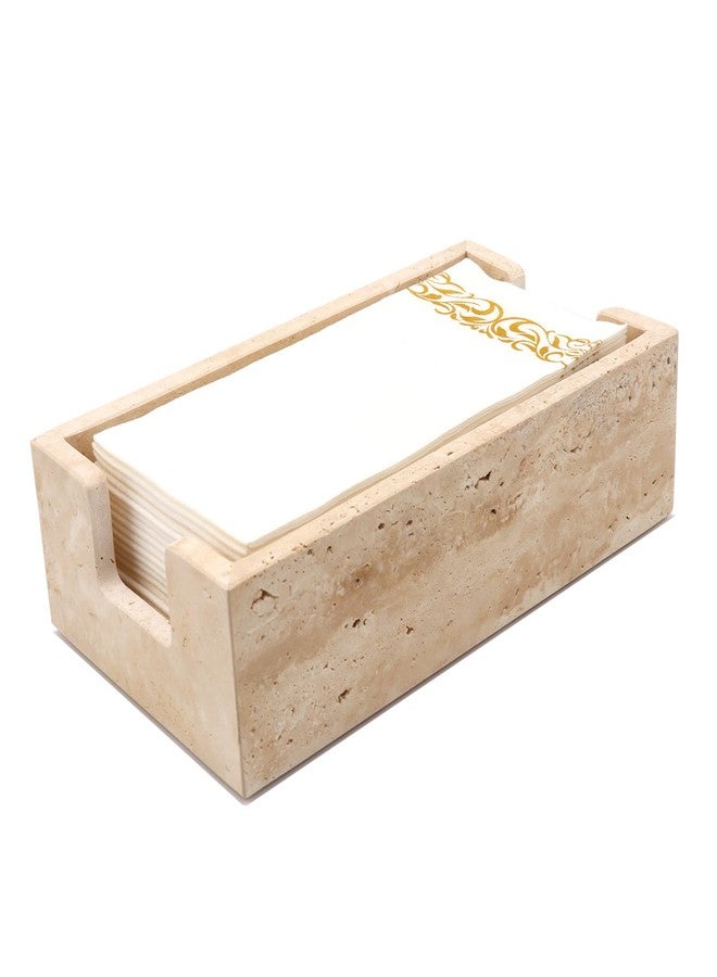 Shonmogar Bathroom Napkin Holder,Natural Travertine Guest Towel Holder,Stone Napkin Holder for Bathroom,Gorgeous Guest Towel Holder Tray for Bathroom Vanity Toilet Kitchen Dining Table, Beige - Image 1