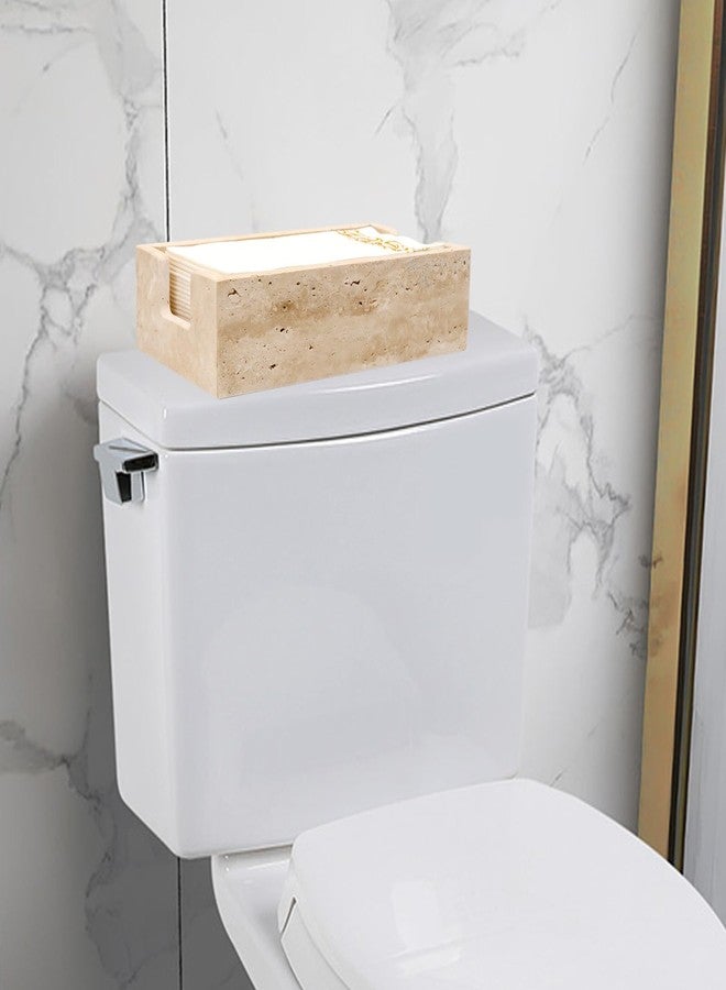 Shonmogar Bathroom Napkin Holder,Natural Travertine Guest Towel Holder,Stone Napkin Holder for Bathroom,Gorgeous Guest Towel Holder Tray for Bathroom Vanity Toilet Kitchen Dining Table, Beige - Image 5