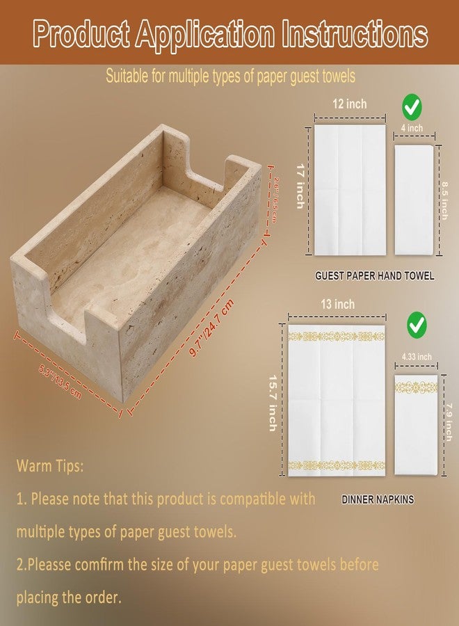 Shonmogar Bathroom Napkin Holder,Natural Travertine Guest Towel Holder,Stone Napkin Holder for Bathroom,Gorgeous Guest Towel Holder Tray for Bathroom Vanity Toilet Kitchen Dining Table, Beige - Image 2