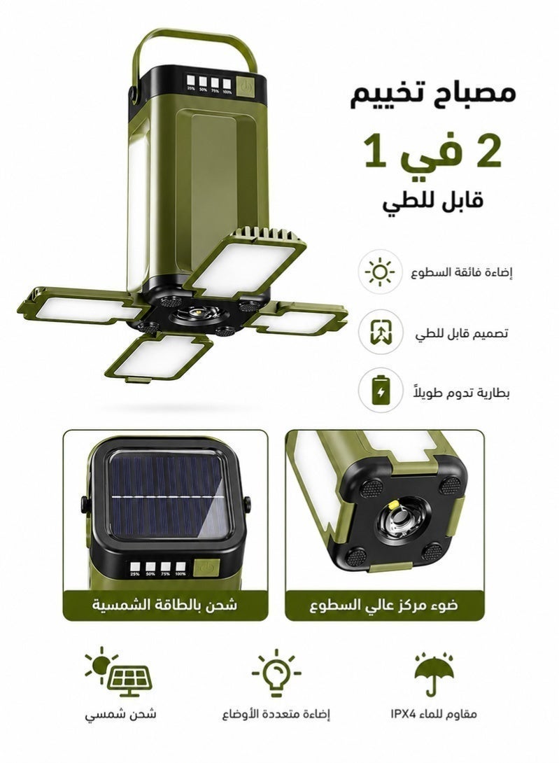 نييكام فانوس تخييم LED من Neyecam، مصباح قابل لإعادة الشحن بالطاقة الشمسية وعبر USB مع وظيفة بنك طاقة، سطوع 500 لومن، 6 أوضاع إضاءة، مقاوم للماء بمعيار IPX4، مصباح تعليق محمول للتخييم، المشي لمسافات طويلة، انقطاع التيار الكهربائي وحالات الطوارئ. - Image 2