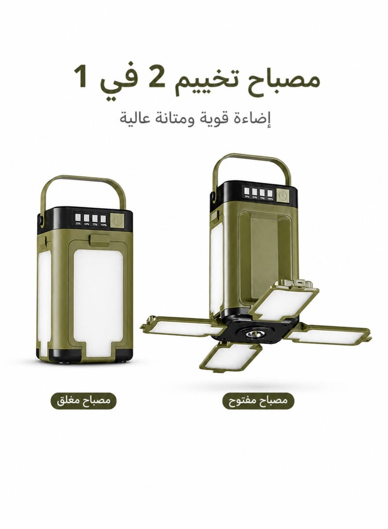 نييكام فانوس تخييم LED من Neyecam، مصباح قابل لإعادة الشحن بالطاقة الشمسية وعبر USB مع وظيفة بنك طاقة، سطوع 500 لومن، 6 أوضاع إضاءة، مقاوم للماء بمعيار IPX4، مصباح تعليق محمول للتخييم، المشي لمسافات طويلة، انقطاع التيار الكهربائي وحالات الطوارئ. - Image 1