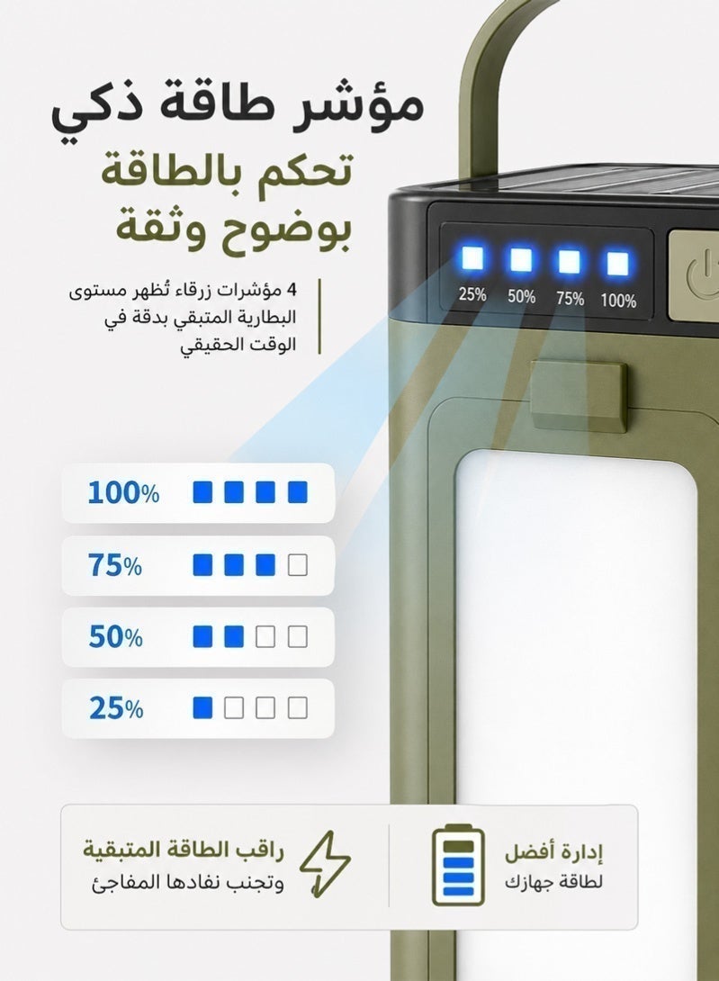 نييكام فانوس تخييم LED من Neyecam، مصباح قابل لإعادة الشحن بالطاقة الشمسية وعبر USB مع وظيفة بنك طاقة، سطوع 500 لومن، 6 أوضاع إضاءة، مقاوم للماء بمعيار IPX4، مصباح تعليق محمول للتخييم، المشي لمسافات طويلة، انقطاع التيار الكهربائي وحالات الطوارئ. - Image 4