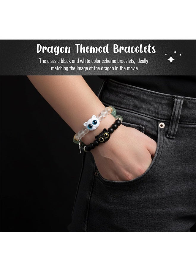 GD 2 Pcs Magnetic Couple Bracelets Dragon Matching Bracelets with Cute Charms and Beads, Friendship Bracelets Beaded Jewellery Gift for Boyfriend Girlfriend Lover Best Friend - Image 5