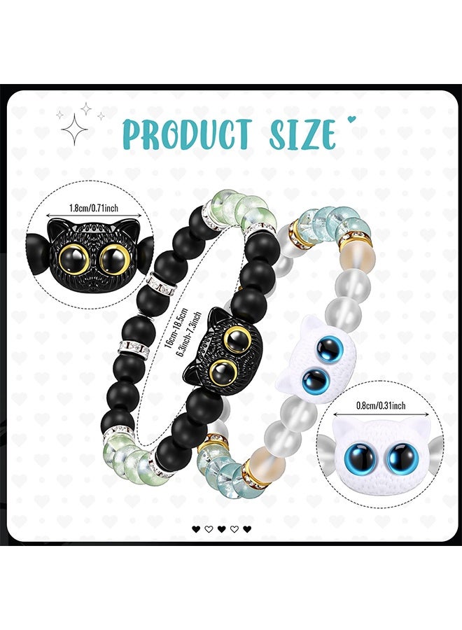 GD 2 Pcs Magnetic Couple Bracelets Dragon Matching Bracelets with Cute Charms and Beads, Friendship Bracelets Beaded Jewellery Gift for Boyfriend Girlfriend Lover Best Friend - Image 2