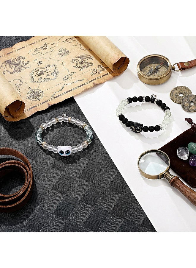 GD 2 Pcs Magnetic Couple Bracelets Dragon Matching Bracelets with Cute Charms and Beads, Friendship Bracelets Beaded Jewellery Gift for Boyfriend Girlfriend Lover Best Friend - Image 4