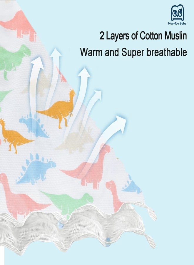 MooMoo Baby Sleep Sack Muslin Wearable Blanket with 2-Way Zipper Swaddle Transition Sleeping Bag Sleeveless 12-18M Dino - Image 5