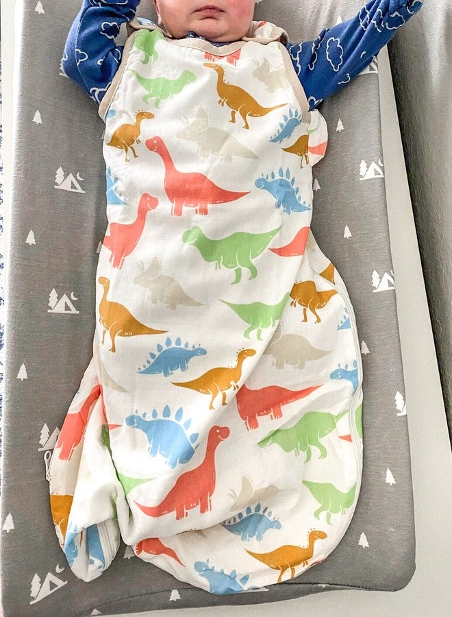 MooMoo Baby Sleep Sack Muslin Wearable Blanket with 2-Way Zipper Swaddle Transition Sleeping Bag Sleeveless 12-18M Dino - Image 2