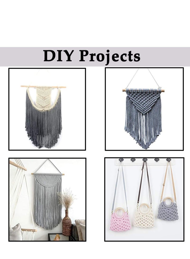 SYOSI حبل قطن ملون رمادي 3 مم × 109 ياردة حبل قطن لصنع الحرف لون حبل قطن ملون لتعليق الجدران حامل النباتات الحرف الصوفية المشاريع الزخرفية - Image 4