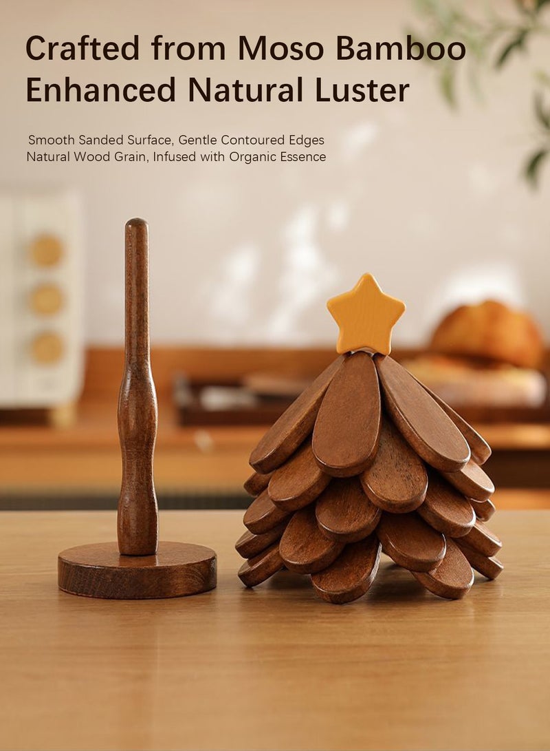Sunnaltree Wooden Trivets for Hot Dishes, Wood Table Placemats, Heat Resistant Placemats, Cup Cushion, Tree Shape Trivet Set, Wooden Table Mat for Pot Pans and Dishes Bowl Teapot (Star)  - Image 3