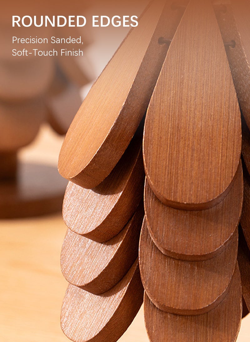 Sunnaltree Wooden Trivets for Hot Dishes, Wood Table Placemats, Heat Resistant Placemats, Cup Cushion, Tree Shape Trivet Set, Wooden Table Mat for Pot Pans and Dishes Bowl Teapot (Star)  - Image 4