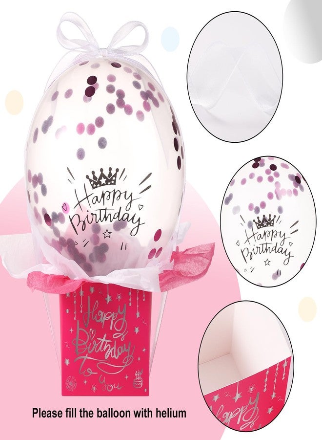 lasuroa Pull Money Balloon Box for Cash Gift, Funny Happy Birthday Surprise Set with Balloons, Ribbon, Holder - Surprising Birthday Money Box Pull Out Gifts for Girlfriend, Wife (Rose Red - Image 4