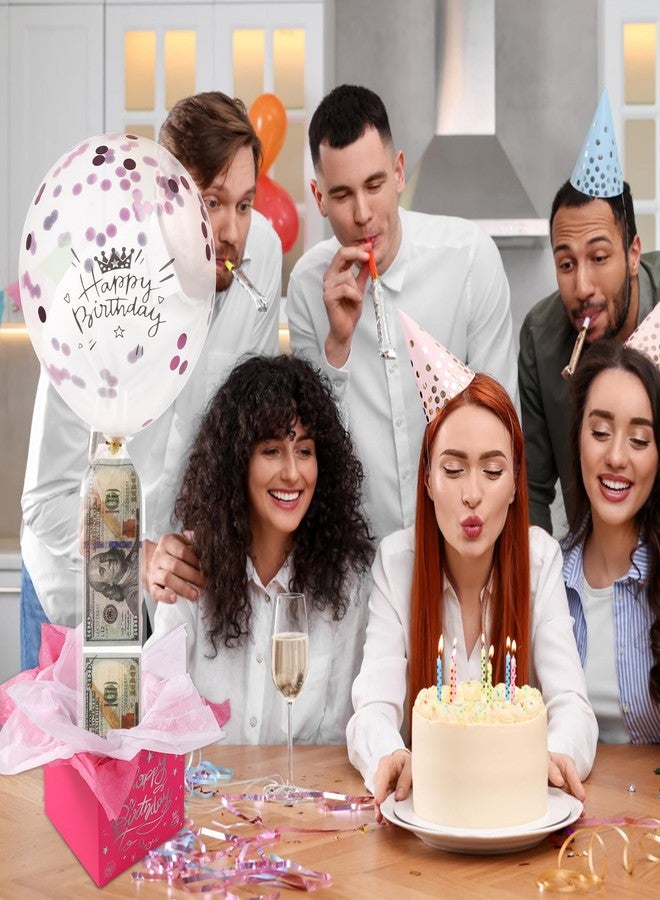 lasuroa Pull Money Balloon Box for Cash Gift, Funny Happy Birthday Surprise Set with Balloons, Ribbon, Holder - Surprising Birthday Money Box Pull Out Gifts for Girlfriend, Wife (Rose Red - Image 5