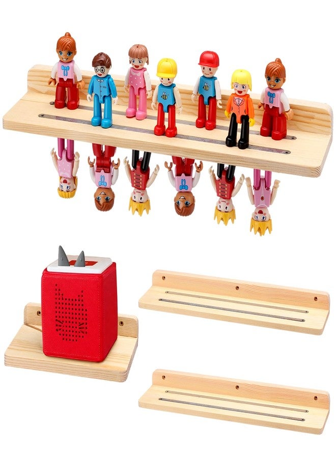 Ripeng 4 Pack Shelf Magnetic Compatible with Tonie Figures Wall Shelve Figure Organizer Wooden Magnetic Display Shelf Compatible with Tonie Figurine Holder Wall Floating Shelves Storage 72 Characters - Image 1