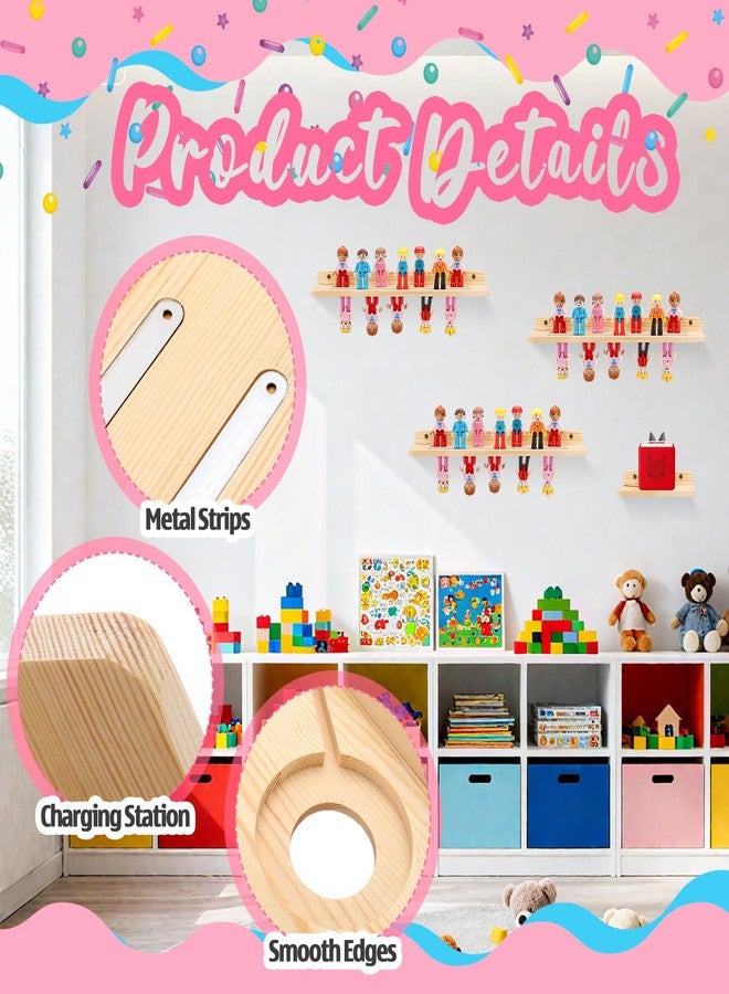 Ripeng 4 Pack Shelf Magnetic Compatible with Tonie Figures Wall Shelve Figure Organizer Wooden Magnetic Display Shelf Compatible with Tonie Figurine Holder Wall Floating Shelves Storage 72 Characters - Image 3