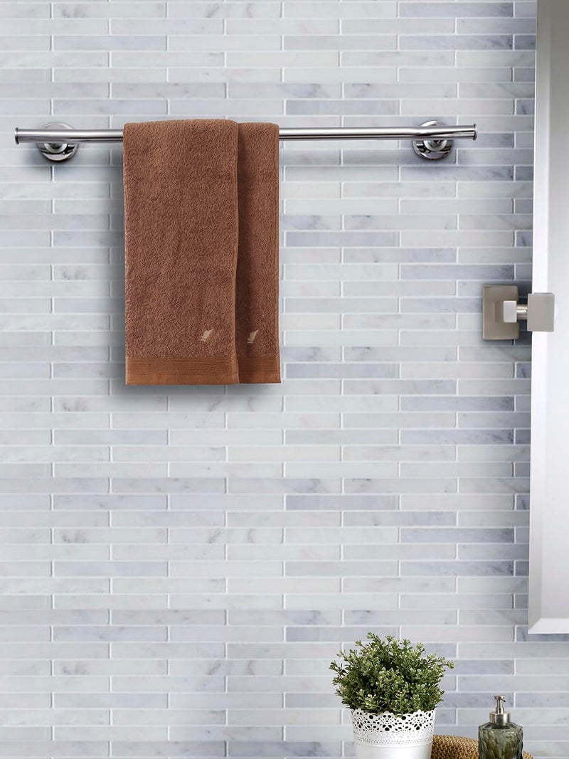 maspar 100% Cotton Embedded Stripe Hand Towel, Set of 2, 40 x 70 cm, Brown - Image 1