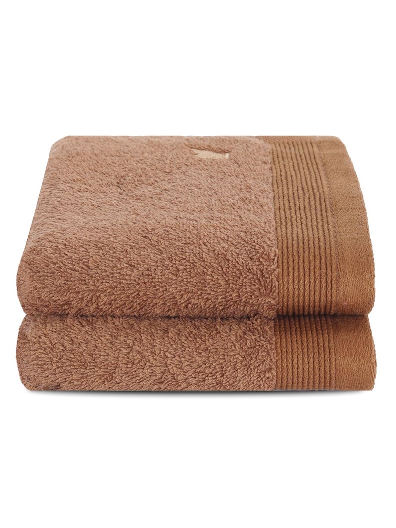 maspar 100% Cotton Embedded Stripe Hand Towel, Set of 2, 40 x 70 cm, Brown - Image 2