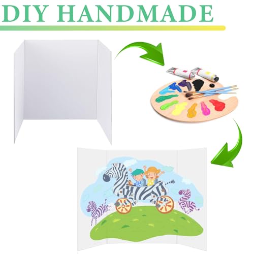 LonlyEagle Trifold Display Boards with Colorful Self-Adhesive Sheets – 24 x 16 Inch Tri-Fold Corrugated Presentation Boards for Science Fairs, Complete Poster Board Kit - Image 4