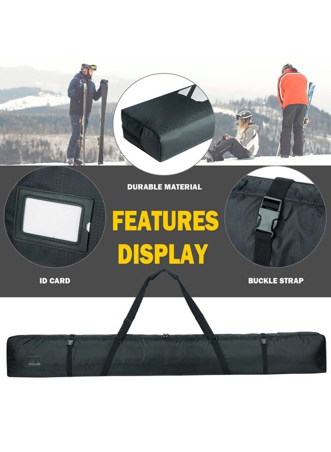 AUMTISC Single Ski Bag Travel Padded to Transport Skis Gear Pocket with Adjustable Handle 185cm Black - Image 4