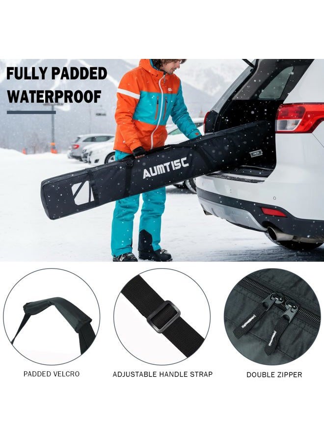 AUMTISC Single Ski Bag Travel Padded to Transport Skis Gear Pocket with Adjustable Handle 185cm Black - Image 3
