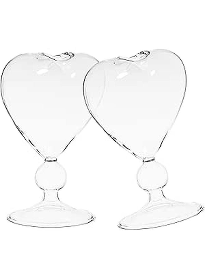 Heart Shaped Glass Goblets High Stem Cocktail Wine Glasses Set For Wedding Party - Image 1